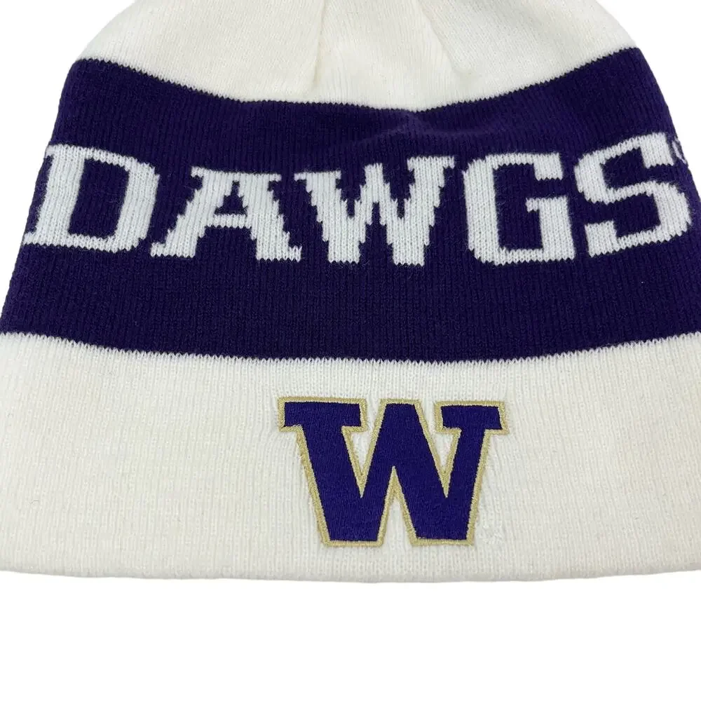 Washington Huskies Dawgs Knit Beanie Hat Adidas White Purple OS NWOT